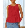 image:imageZESICA Womens Summer Sleeveless Tie Front Peplum Tank TopsRed