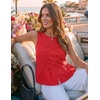 image:imageZESICA Womens Summer Sleeveless Tie Front Peplum Tank TopsRed