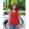 image:imageZESICA Womens Summer Sleeveless Tie Front Peplum Tank TopsRed
