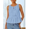 image:imageZESICA Womens Summer Sleeveless Tie Front Peplum Tank TopsSky