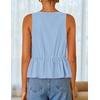 image:imageZESICA Womens Summer Sleeveless Tie Front Peplum Tank TopsSky
