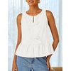 image:imageZESICA Womens Summer Sleeveless Tie Front Peplum Tank TopsWhite
