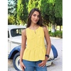 image:imageZESICA Womens Summer Sleeveless Tie Front Peplum Tank TopsYellow