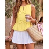 image:imageZESICA Womens Summer Sleeveless Tie Front Peplum Tank TopsYellow