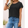image:imageZESICA Womens Summer Wool Blend Short Sleeve Sweater TopsBlack