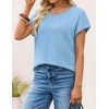 image:imageZESICA Womens Summer Wool Blend Short Sleeve Sweater TopsBlue