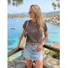 image:imageZESICA Womens Summer Wool Blend Short Sleeve Sweater TopsCoffee