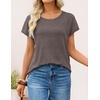 image:imageZESICA Womens Summer Wool Blend Short Sleeve Sweater TopsCoffee