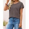 image:imageZESICA Womens Summer Wool Blend Short Sleeve Sweater TopsCoffee