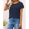 image:imageZESICA Womens Summer Wool Blend Short Sleeve Sweater TopsNavy