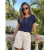 image:imageZESICA Womens Summer Wool Blend Short Sleeve Sweater TopsNavy