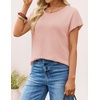 image:imageZESICA Womens Summer Wool Blend Short Sleeve Sweater TopsPink