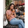 image:imageZESICA Womens Summer Wool Blend Short Sleeve Sweater TopsPink