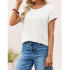 image:imageZESICA Womens Summer Wool Blend Short Sleeve Sweater TopsWhite