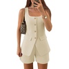 image:imageZESICA Womens 2 Piece Short Sets Suit Vest Tops Matching Set OutfitsApricot