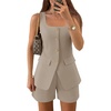image:imageZESICA Womens 2 Piece Short Sets Suit Vest Tops Matching Set OutfitsGreykhaki