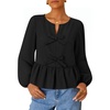 image:imageZESICA Womens Fall Babydoll Peplum Tops Cute Long Sleeve Going Out BlousesBlack