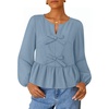 image:imageZESICA Womens Fall Babydoll Peplum Tops Cute Long Sleeve Going Out BlousesDustyblue