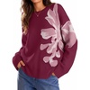 image:imageZESICA Womens Fall Floral Oversized Sweaters 2026 Cozy Pullover TopsPlum
