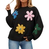 image:imageZESICA Womens Fall Winter Floral Sweaters Cute Knit Pullover TopsBlack