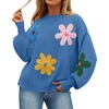 image:imageZESICA Womens Fall Winter Floral Sweaters Cute Knit Pullover TopsBlue