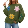 image:imageZESICA Womens Fall Winter Floral Sweaters Cute Knit Pullover TopsGreen