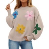 image:imageZESICA Womens Fall Winter Floral Sweaters Cute Knit Pullover TopsSand
