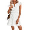 image:imageZESICA Womens Flutter Short Sleeve V Neck Hollow Out Eyelet Mini DressWhite