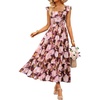image:imageZESICA Womens Summer Boho Floral Wedding Guest Midi DressesBrown