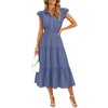 image:imageZESICA Womens Summer Floral Midi Dress Wedding Guest DressesDusty Blue