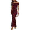 image:imageZESICA Womens Summer Off Shoulder Floral Bodycon Ruched Maxi Formal DressBurgundy