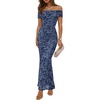 image:imageZESICA Womens Summer Off Shoulder Floral Bodycon Ruched Maxi Formal DressDusty Blue