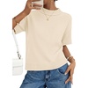 image:imageZESICA Womens Summer Short Sleeve Loose Knit Sweaters TopsBeige