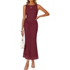 image:imageZESICA Womens Summer Sleeveless Bodycon Mesh Maxi DressesWine