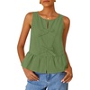 image:imageZESICA Womens Summer Sleeveless Tie Front Peplum Tank TopsArmygreen