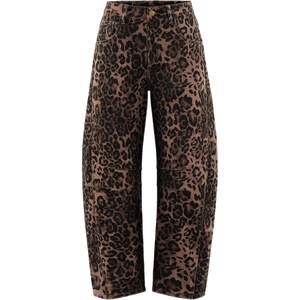 image:imageZESICA 2026 Barrel Jeans for Women Trendy Wide Leg PantsBrownleopard