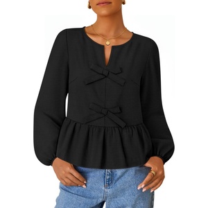 image:imageZESICA Womens Fall Babydoll Peplum Tops Cute Long Sleeve Going Out BlousesBlack