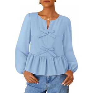 image:imageZESICA Womens Fall Babydoll Peplum Tops Cute Long Sleeve Going Out BlousesSky
