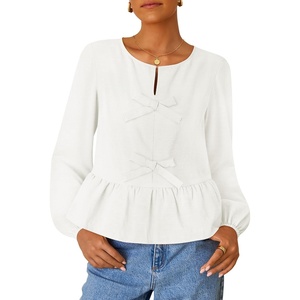 image:imageZESICA Womens Fall Babydoll Peplum Tops Cute Long Sleeve Going Out BlousesWhite
