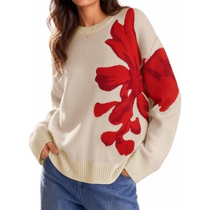 image:imageZESICA Womens Fall Floral Oversized Sweaters 2026 Cozy Pullover TopsApricot