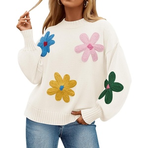 image:imageZESICA Womens Fall Winter Floral Sweaters Cute Knit Pullover TopsIvory