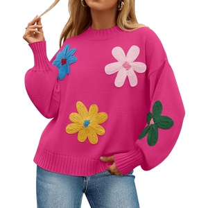 image:imageZESICA Womens Fall Winter Floral Sweaters Cute Knit Pullover TopsRose