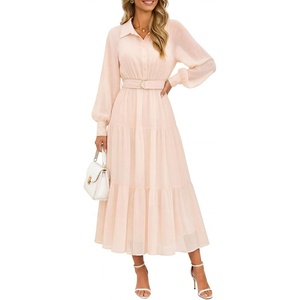 image:imageZESICA Womens Long Sleeve Floral Casual Flowy Wedding Guest Maxi DressesApricot