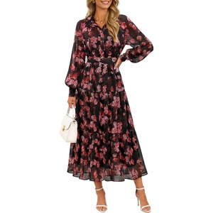 image:imageZESICA Womens Long Sleeve Floral Casual Flowy Wedding Guest Maxi DressesBlack