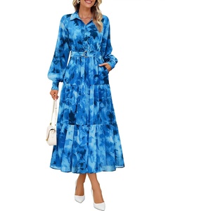 image:imageZESICA Womens Long Sleeve Floral Casual Flowy Wedding Guest Maxi DressesBlue