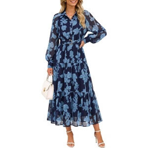 image:imageZESICA Womens Long Sleeve Floral Casual Flowy Wedding Guest Maxi DressesDustyblue