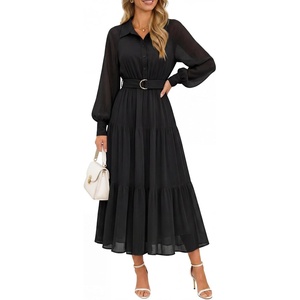image:imageZESICA Womens Long Sleeve Floral Casual Flowy Wedding Guest Maxi DressesEbony