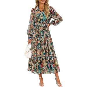 image:imageZESICA Womens Long Sleeve Floral Casual Flowy Wedding Guest Maxi DressesGreen