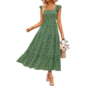 image:imageZESICA Womens Summer Boho Floral Wedding Guest Midi DressesGrassgreen