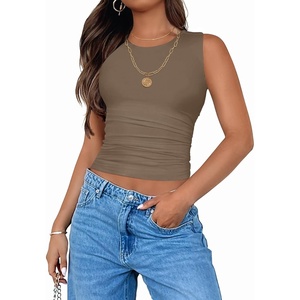 image:imageZESICA Womens Summer Casual Sleeveless Fitted Knitted Tank TopsMocha